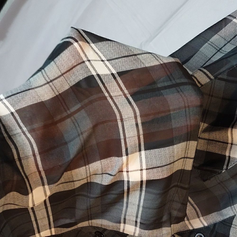Sans Souci Black & White Plaid Sheer Oversized Blouse - Picture 3 of 8